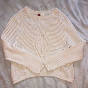 H&M Divided Cable Knit White Sweater